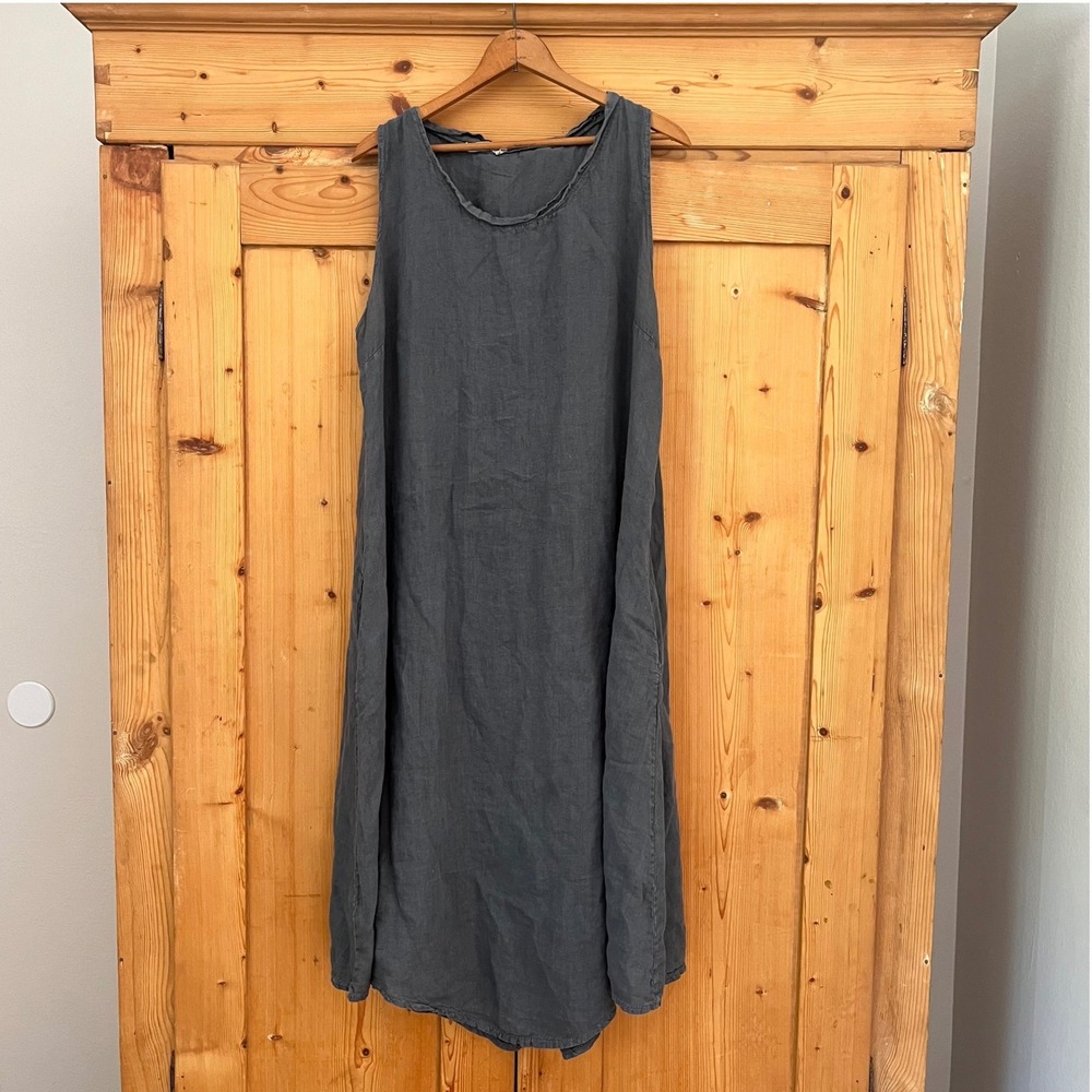 Stella Martini 100% Linen Maxi Dress XL Gray